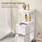 Wooden Bathroom Floor Cabinet Freestanding Side Storage Organizer with 2 Drawers