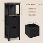 Wooden Bathroom Floor Cabinet Freestanding Side Storage Organizer with 2 Drawers