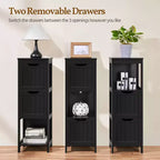 Wooden Bathroom Floor Cabinet Freestanding Side Storage Organizer with 2 Drawers