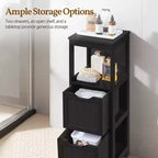 Wooden Bathroom Floor Cabinet Freestanding Side Storage Organizer with 2 Drawers