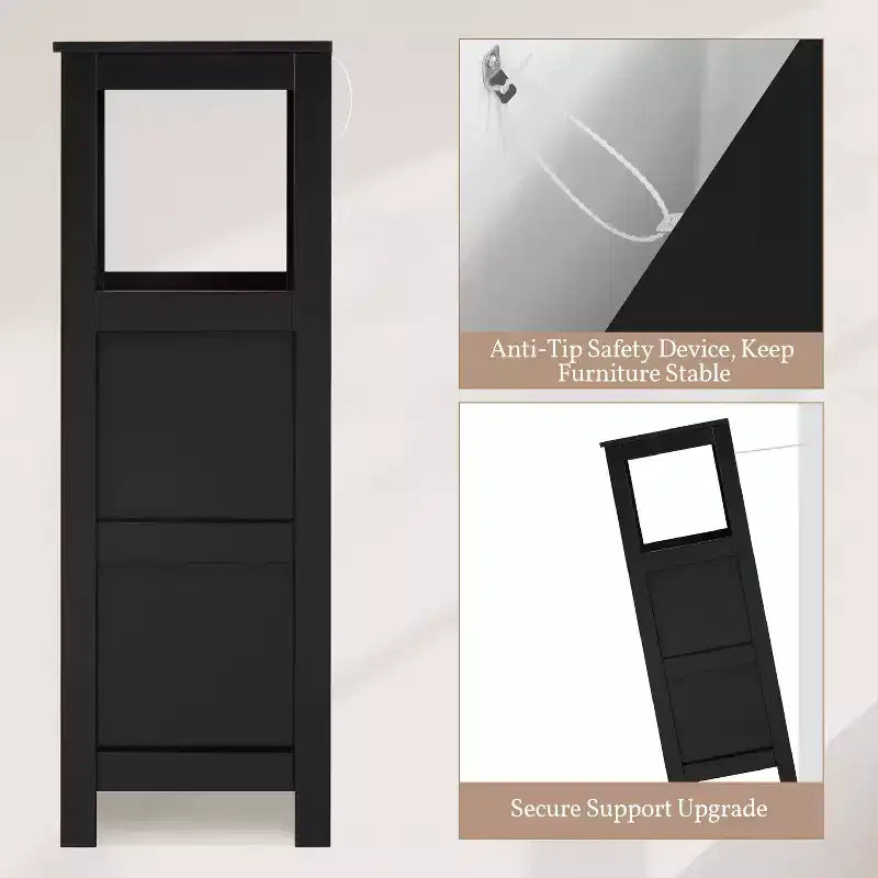 Wooden Bathroom Floor Cabinet Freestanding Side Storage Organizer with 2 Drawers