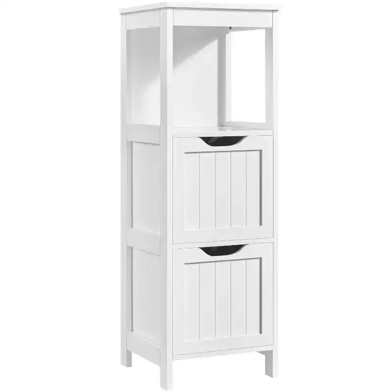 Wooden Bathroom Floor Cabinet Freestanding Side Storage Organizer with 2 Drawers