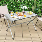 4-6 Person Portable Aluminum Camping Table Lightweight Roll Up Table Grey/Brown
