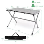 4-6 Person Portable Aluminum Camping Table Lightweight Roll Up Table Grey/Brown