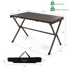 4-6 Person Portable Aluminum Camping Table Lightweight Roll Up Table Grey/Brown