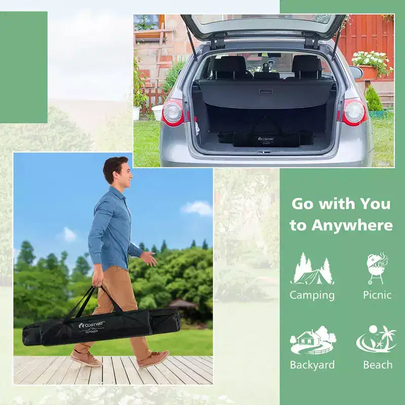 4-6 Person Portable Aluminum Camping Table Lightweight Roll Up Table Grey/Brown