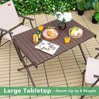 4-6 Person Portable Aluminum Camping Table Lightweight Roll Up Table Grey/Brown