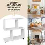 2 PCS 2-Tier Bookshelf S Shaped Bookcase Storage Rack Display Shelf w/ Foot Mats
