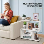 2 PCS 2-Tier Bookshelf S Shaped Bookcase Storage Rack Display Shelf w/ Foot Mats