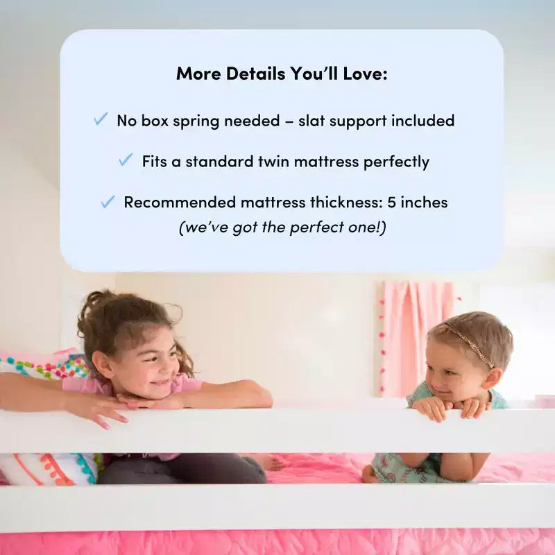 Solid Wood Bunk Bed, Twin over Full with Ladder on End for Kids