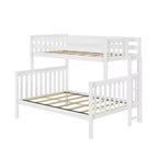 Solid Wood Bunk Bed, Twin over Full with Ladder on End for Kids