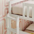 Solid Wood Bunk Bed, Twin over Full with Ladder on End for Kids