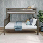 Solid Wood Bunk Bed, Twin over Full with Ladder on End for Kids