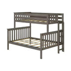 Solid Wood Bunk Bed, Twin over Full with Ladder on End for Kids