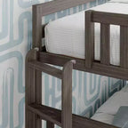 Solid Wood Bunk Bed, Twin over Full with Ladder on End for Kids